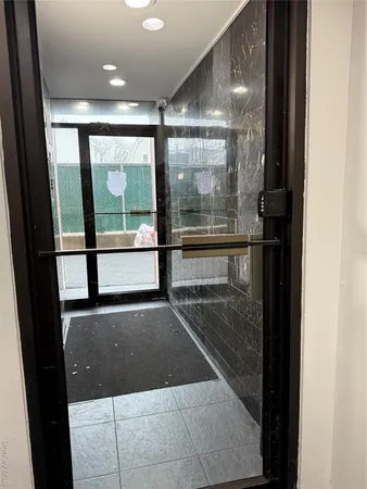 a view of a glass door