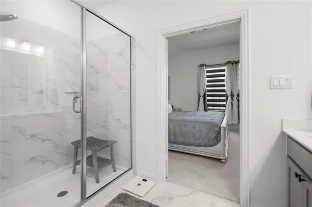 a bathroom with a shower