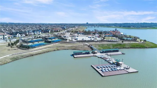 an aerial view of a highlighted house