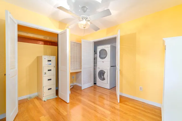 a view of a porch with a bench