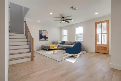 a living room with furniture