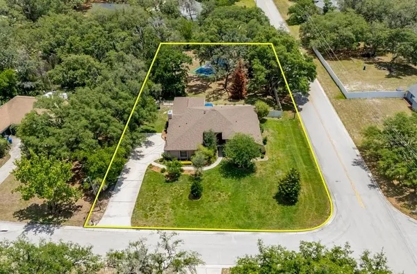 an aerial view of a house