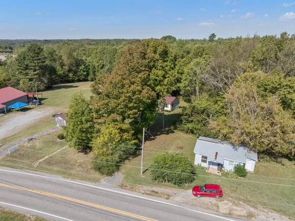 an aerial view of a house