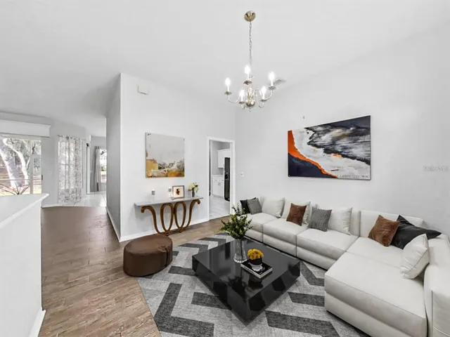 a living room with furniture