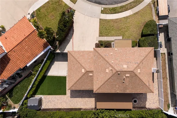 an aerial view of a house