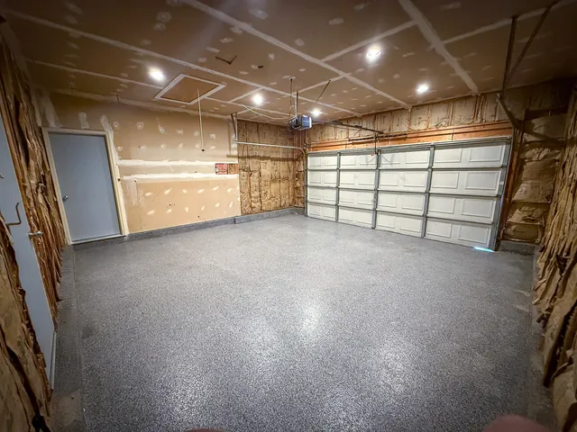 a view of a garage with furniture