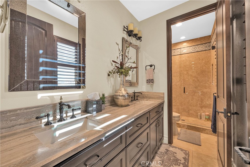 16727 Pienza Court Riverside, CA 92503 - Photo 33 of 41 Guest bathroom upstairs with custom finishes