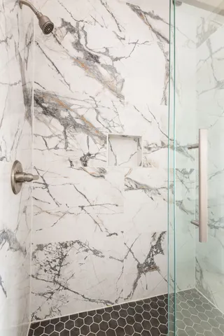 a bathroom with shower