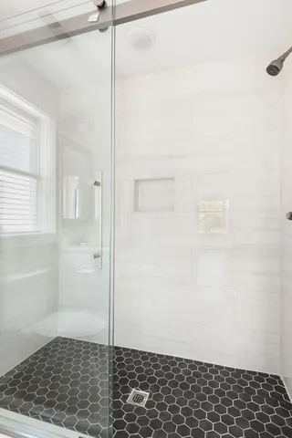 a bathroom with a shower