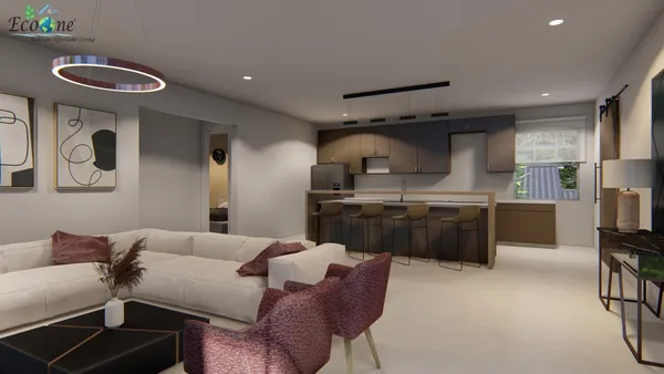a kitchen with stainless steel appliances granite countertop a sink wooden cabinets and a granite counter tops