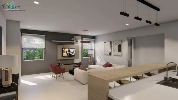 a living room with furniture and window