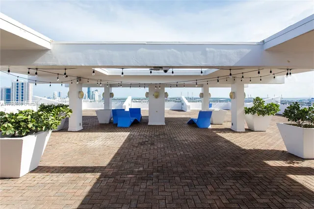 a view of a terrace with chairs