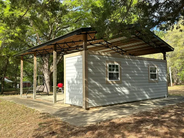 a view of a lake with outside area