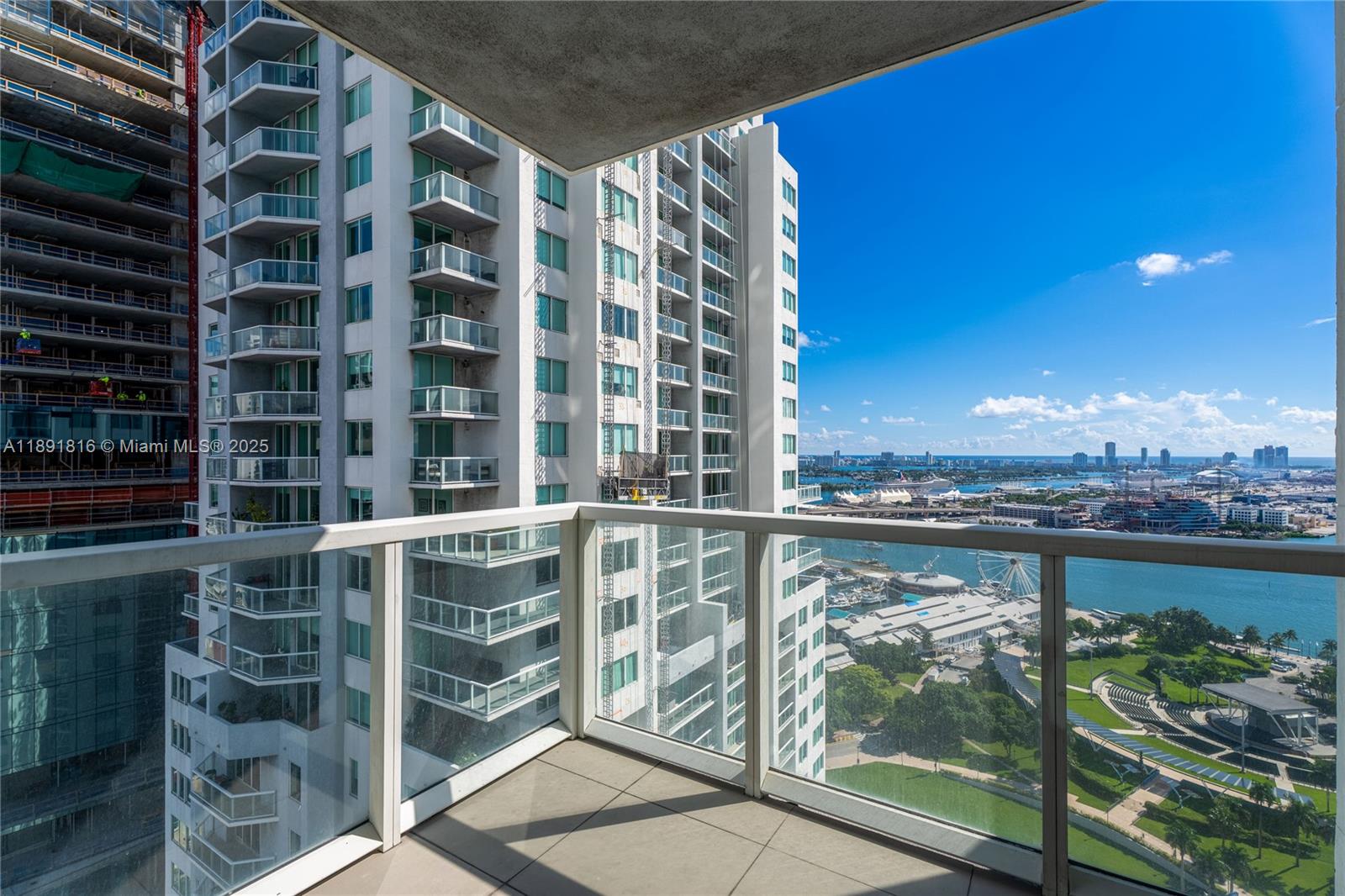 253 Northeast 2nd Street, Unit 3203 Miami, FL 33132 - Photo 24 of 29 a view of a balcony with lake view