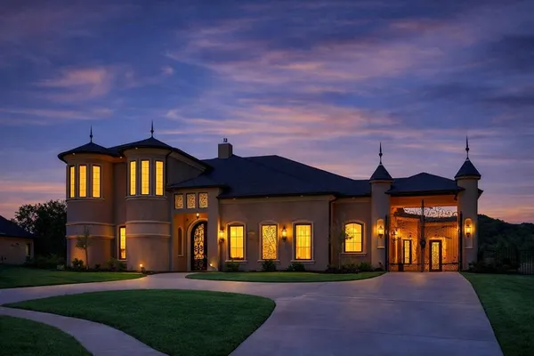 a front view of a house with a yard