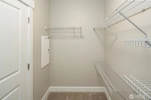 a view of small space with racks on the wall