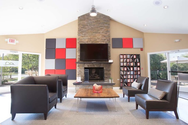 1630 Buttonwood Circle, Unit 3215 Schaumburg, IL 60173 - Photo 17 of 29 a living room with furniture a fireplace and a flat screen tv