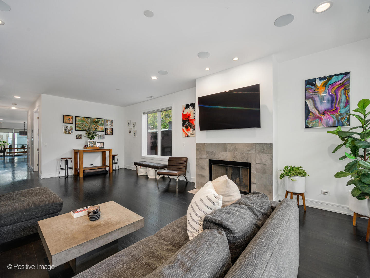 2922 North Sheffield Avenue, Unit 3 Chicago, IL 60657 - Photo 5 of 28 a living room with furniture a flat screen tv and a fireplace
