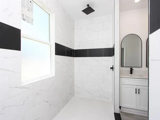 a bathroom with a shower