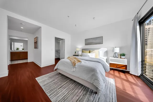 a view of a city with tall buildings