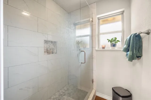 a bathroom with a shower
