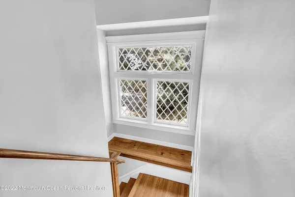 a view of a small space with a window