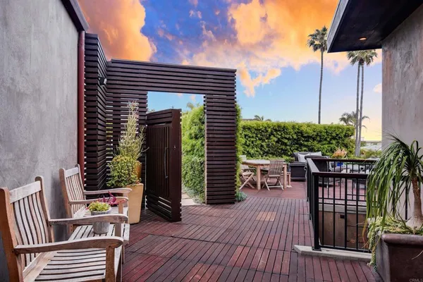a deck view with a seating space