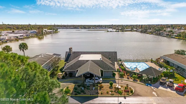 a view of a lake with houses