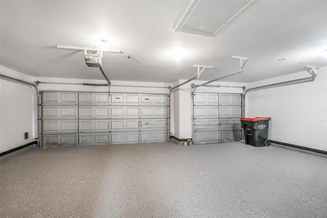 a view of a garage with storage