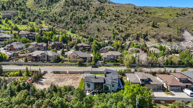 3667 Little Cottonwood Road, Unit 1 Sandy, UT 84092 - Photo 45 of 49 Expansive aerial perspective showcasing a modern residential structure with a dark-pitched roof and light-colored siding