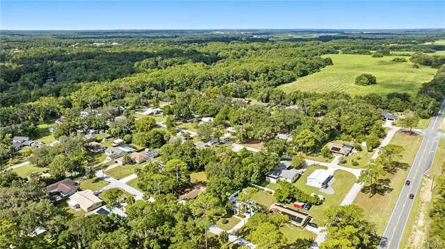 a view of a lush green field