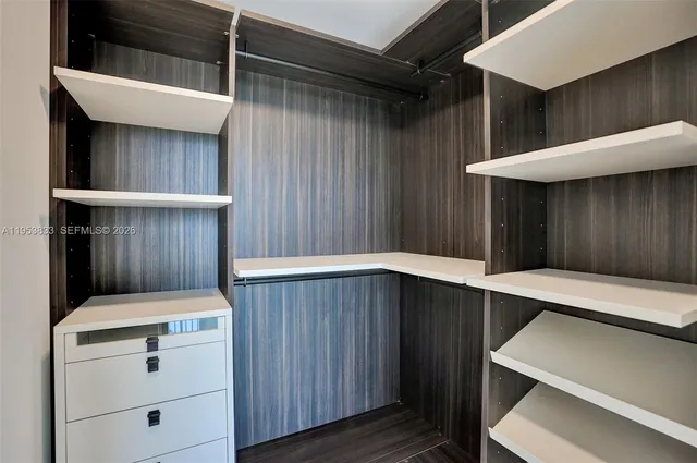 a large room with chandelier