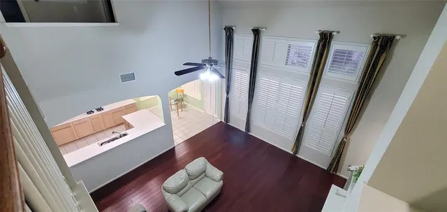 a view of a living room and dining room