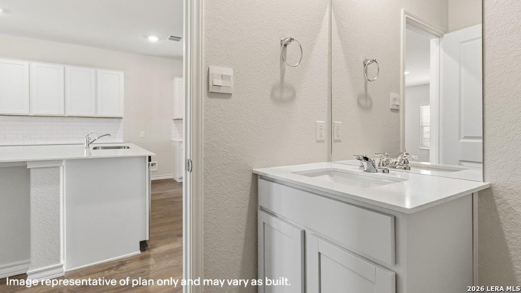 620 Fluted Shoals Cibolo, TX 78108 - Photo 22 of 44 a bathroom with a sink and a mirror