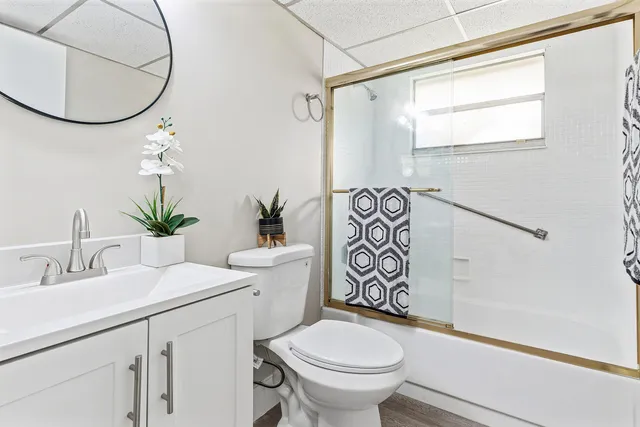 a bathroom with a sink a mirror and a toilet