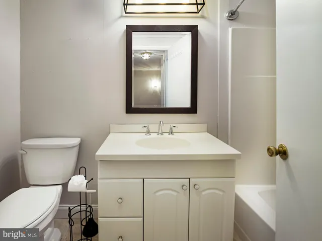 a bathroom with a toilet a sink and mirror