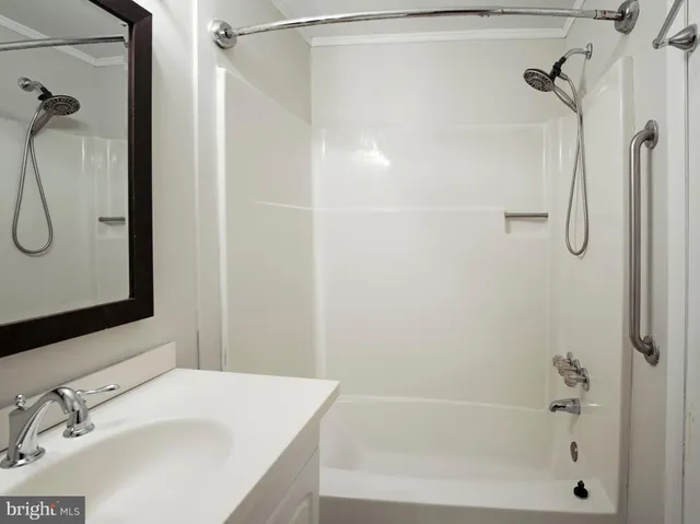 a bathroom with a sink and a shower