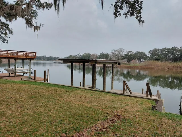 a view of a lake with a mountain in the background