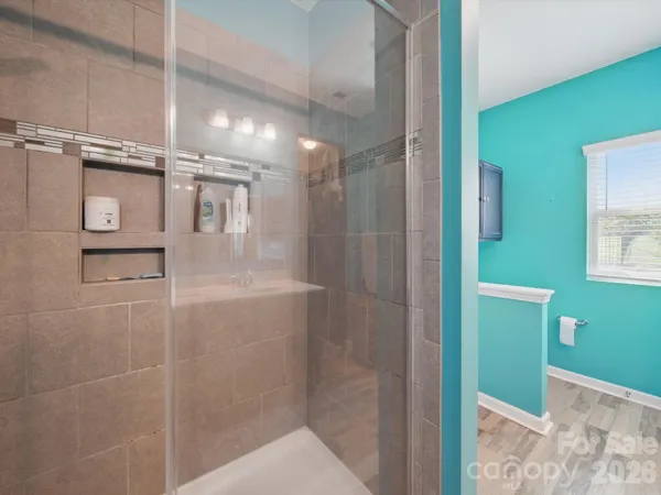 a bathroom with a shower