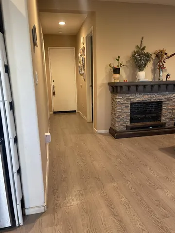 a view of a livingroom with a fireplace