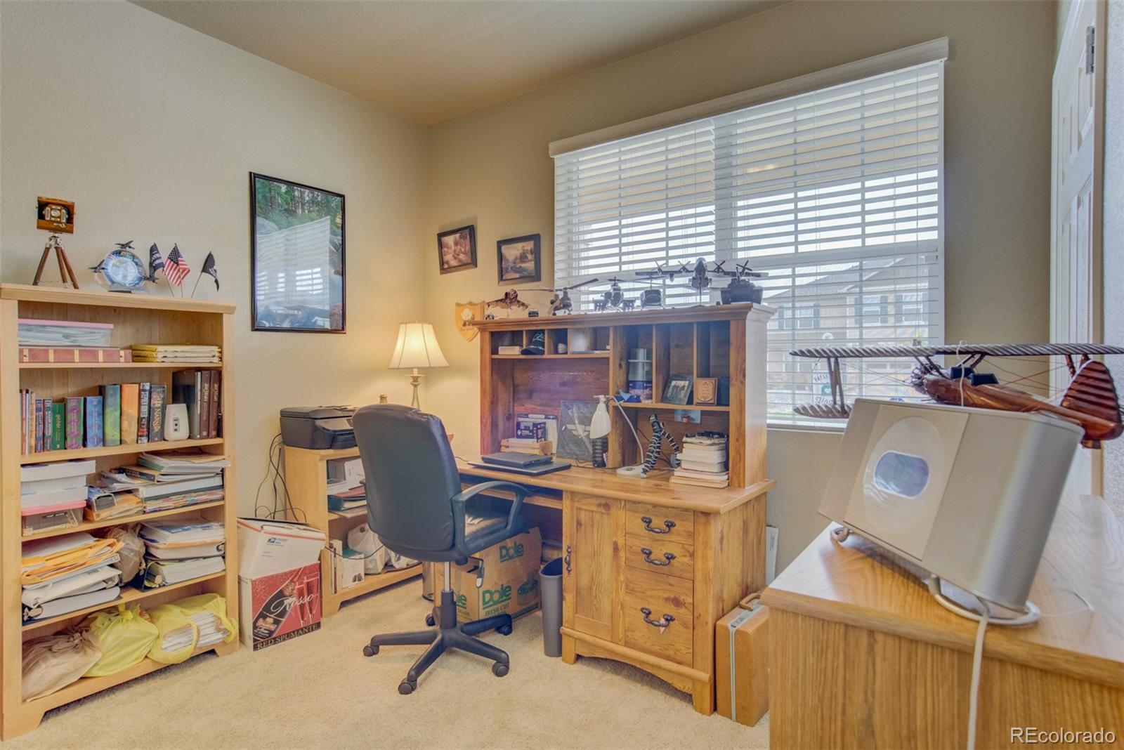 5907 Point Rider Circle Castle Rock, CO 80104 - Photo 22 of 29 a view of a workspace with furniture and a window