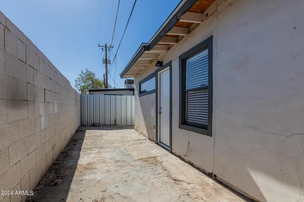 a view of wooden balcony