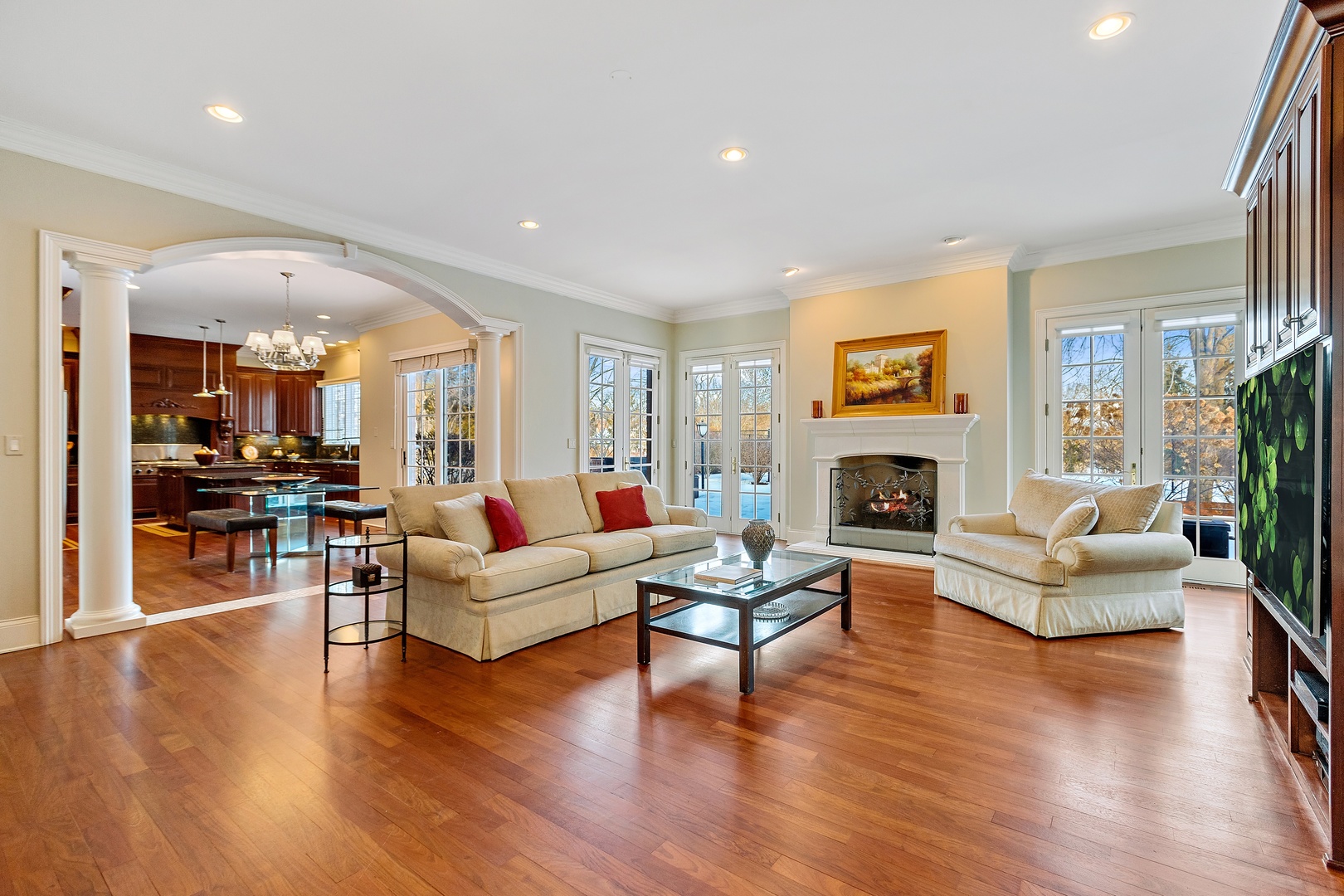 425 Sunset Ridge Road Northfield, IL 60093 - Photo 11 of 53 a living room with fireplace furniture and a wooden floor