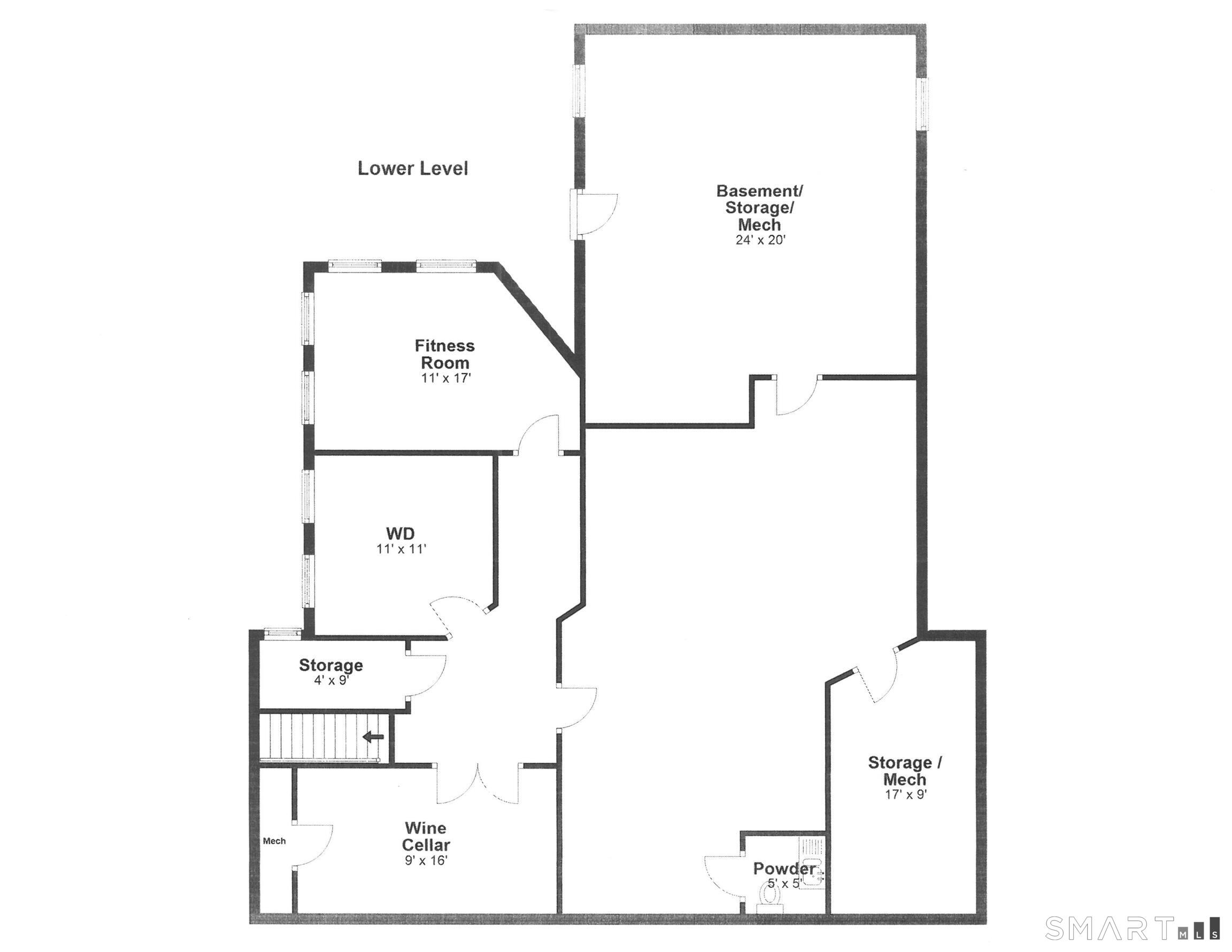 155 Long Ridge Road Danbury, CT 06810 - Photo 40 of 40 The lower-level plan shows how the service, storage, and supporting spaces extend beneath the main living areas.