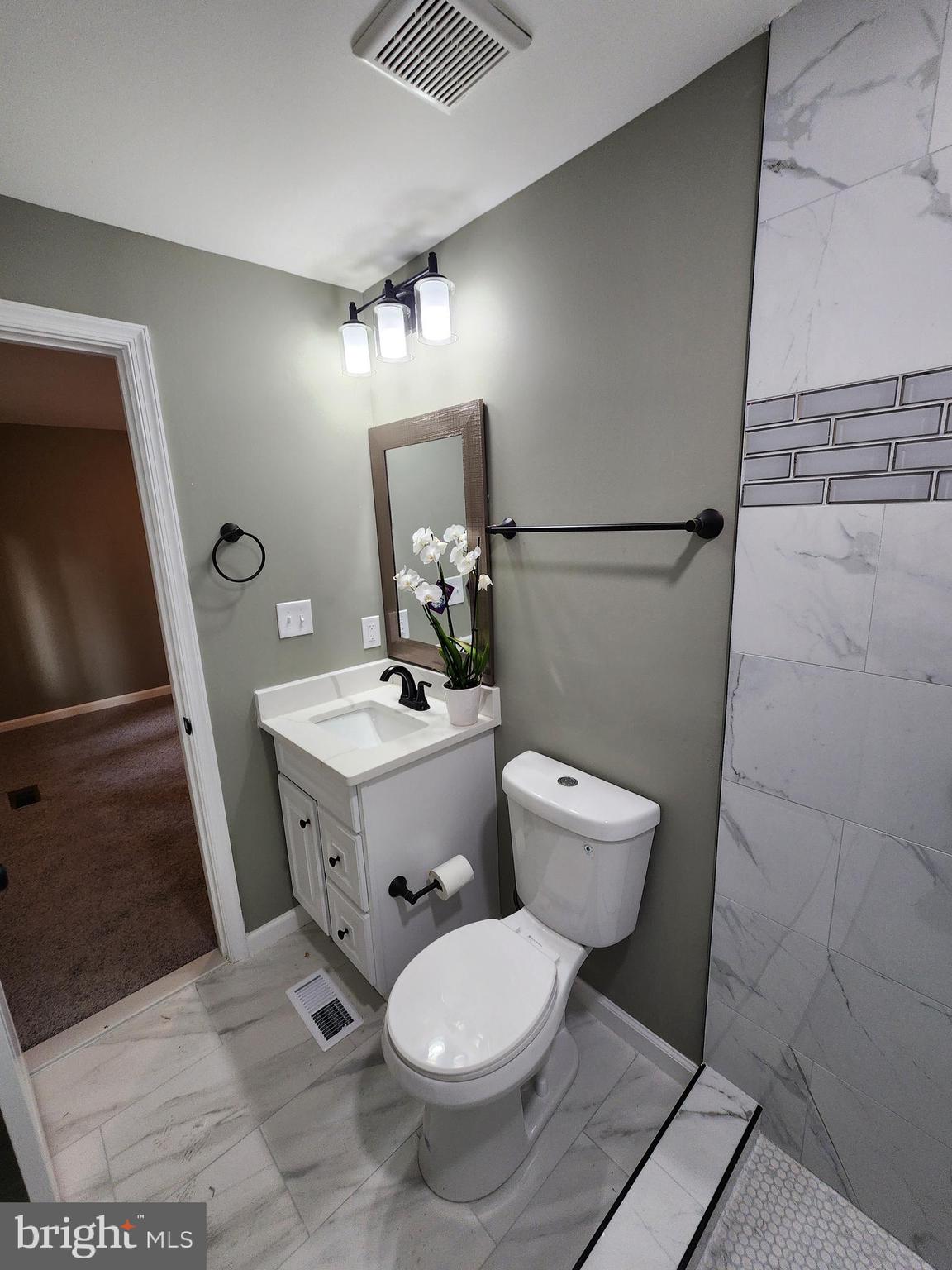 11577 Tomahawk Trail Lusby, MD 20657 - Photo 23 of 28 a bathroom with a toilet a sink and mirror