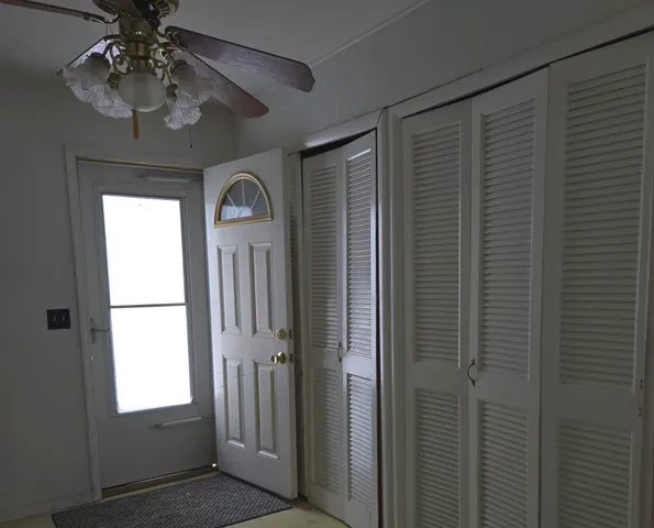 a view of a livingroom with a window