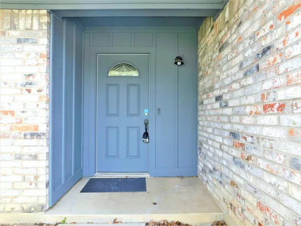 a view of an entrance door
