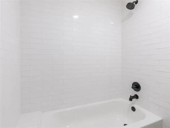 a bathroom with a bathtub
