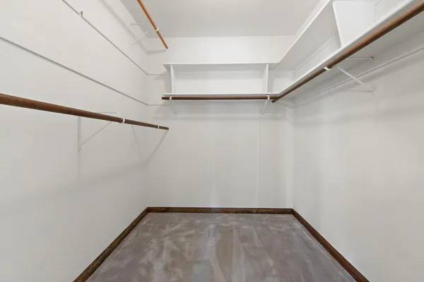 a view of a room with racks on the wall