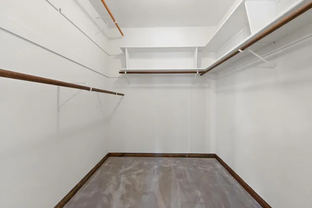 a view of a room with racks on the wall